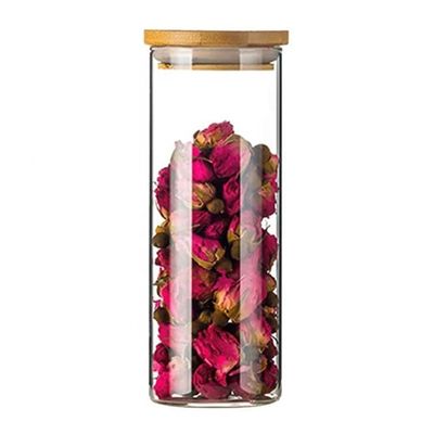Contenitore di vetro borosilicato di spessore alimentare sigillato con coperchio di bambù per spezie di zucchero di riso