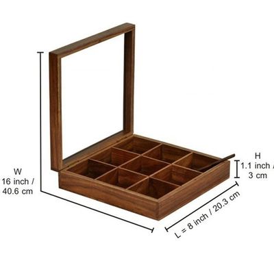 Scatola di spezie di legno rettangolare con finitura antica e dimensioni personalizzate