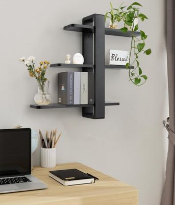 Tenitori di magazzino scaffalature legno di pino nero 3 livelli grande scaffale casa decorazione pianta foto display