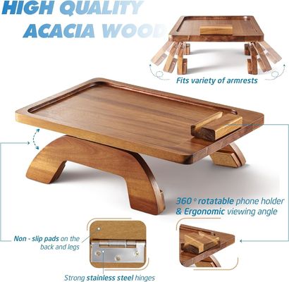 Gran quantità di divano di bambù vassoio braccio di tavolo clip pieghevole per divano tipo in piedi personalizzato