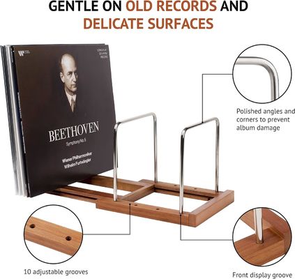 Organizzatore di dischi in vinile estensibile in legno