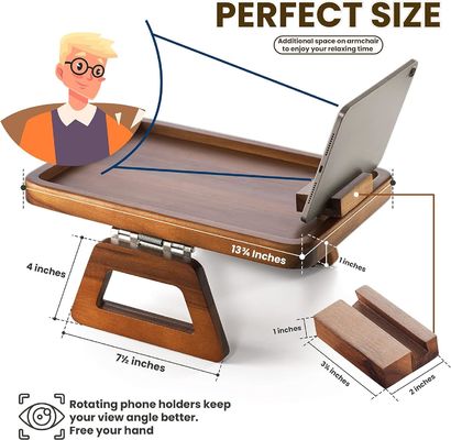 360 Tavola a braccio rotante per divano in legno di acacia