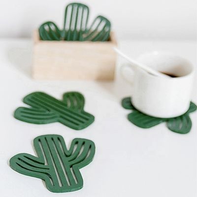 Disegno di moda irregolare Legno ambientale MDF Coppe di coppe Verde Leaf Cactus Coppa Mat Decorazione Mat