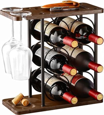 Tipo in piedi Tenitore di vino da bancone con vassoio di legno e organizzazione