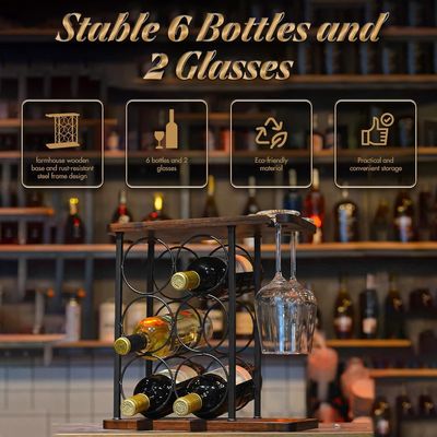 Tipo in piedi Tenitore di vino da bancone con vassoio di legno e organizzazione