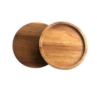 Legno per uso domestico Vernice a colori semplici Acacia Solid Drink Coaster per tazze da caffè Mat Set