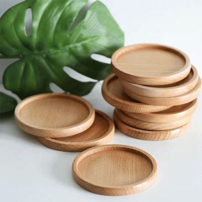 Legno per uso domestico Vernice a colori semplici Acacia Solid Drink Coaster per tazze da caffè Mat Set