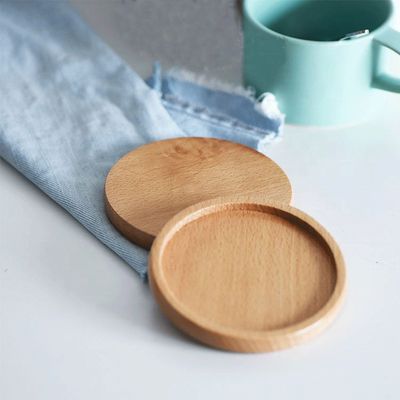 Legno per uso domestico Vernice a colori semplici Acacia Solid Drink Coaster per tazze da caffè Mat Set