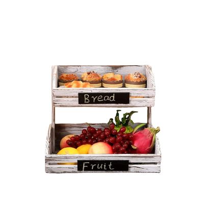 Logo personalizzato 2 Tier Farmhouse Cesto di legno per cucina Sala da pranzo e camera degli ospiti