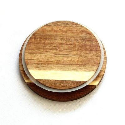 FSC Certified Acacia Wooden Cover Glass Candle Jars for Easy Opening e Certificato FSC