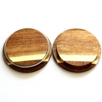 FSC Certified Acacia Wooden Cover Glass Candle Jars for Easy Opening e Certificato FSC