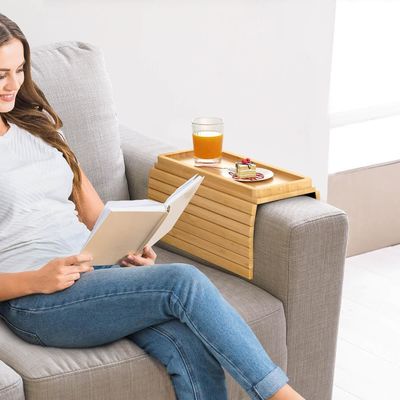 Stocked Bambù Divano Arm Tray Tavolo Grande Divano Coppa Portatore Tray per Tazze Telefono Remote
