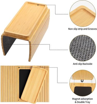 Stocked Bambù Divano Arm Tray Tavolo Grande Divano Coppa Portatore Tray per Tazze Telefono Remote