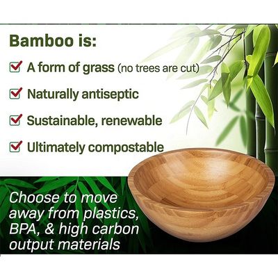 Logo personalizzato Eco-friendly Natural Round Bamboo Salad Bowl per stile moderno Amazon Design