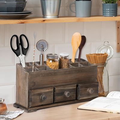 Logo personalizzato Organizzatore di vanità rustico per cosmetici, trucco e accessori da bagno