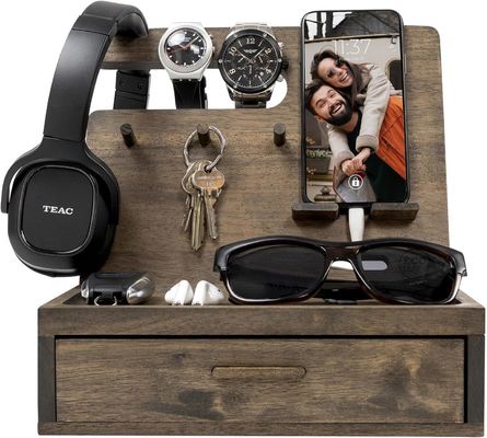 Organizzatore di tavoli da letto a doppio livello per l'immagazzinamento di grandi quantità di accessori per cellulari