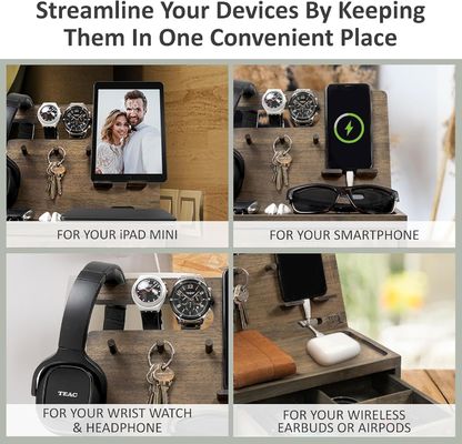 Organizzatore di tavoli da letto a doppio livello per l'immagazzinamento di grandi quantità di accessori per cellulari