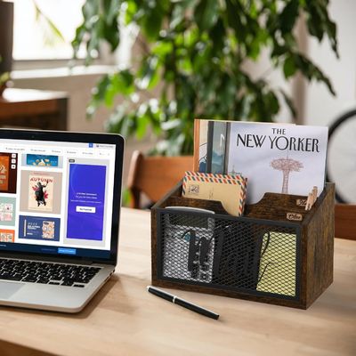 Organizzatore di posta MDF a doppio livello per scrivania d'ufficio