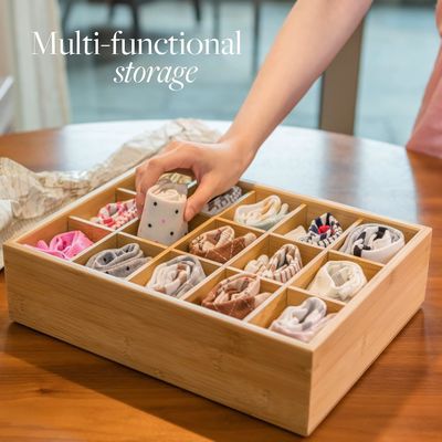 15 Compartimento Bambù Organizzatore di deposito per cinture cravatte reggiseni calze Gioielli