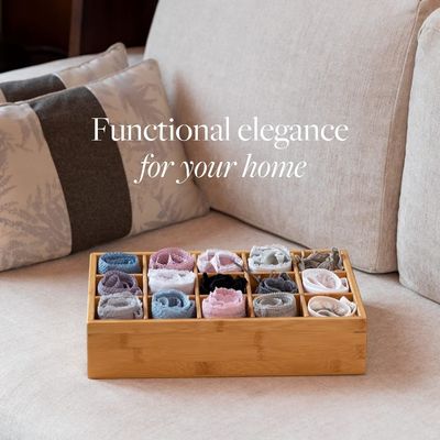 15 Compartimento Bambù Organizzatore di deposito per cinture cravatte reggiseni calze Gioielli