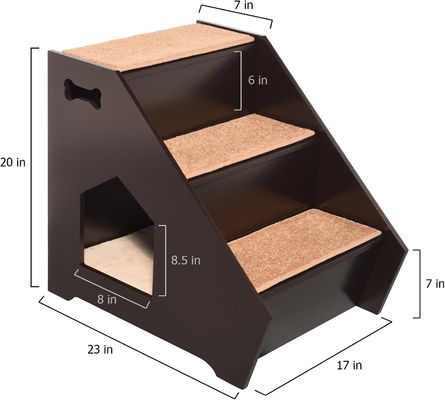 Scale in legno per animali domestici con tre gradini non scivolosi e casa incorporata Perfetta per cani gatti animali domestici corti