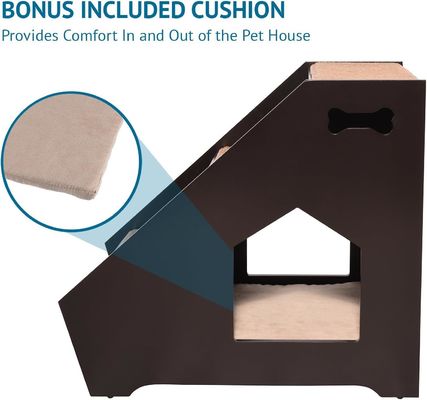 Scale in legno per animali domestici con tre gradini non scivolosi e casa incorporata Perfetta per cani gatti animali domestici corti