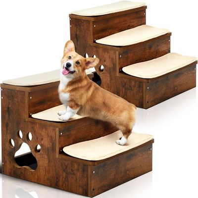 OEM 3 livelli di legno per cani Scale non scivoloso per cuccioli Scale con deposito tappeto lavabile