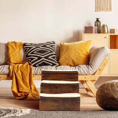 OEM 3 livelli di legno per cani Scale non scivoloso per cuccioli Scale con deposito tappeto lavabile