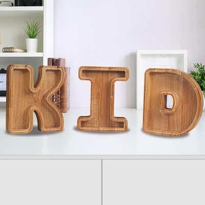 Lettera di Legno Alfabeto Acrilico Casella di denaro Stampa bruciato Lettere Grandi Piggy Banks Per Bambini