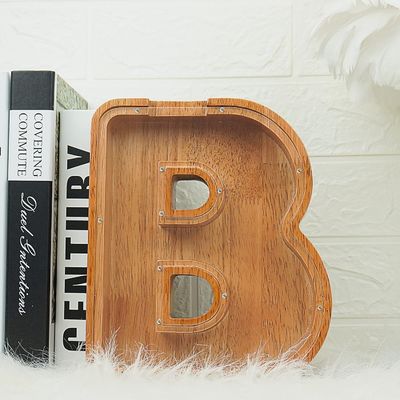 Lettera di Legno Alfabeto Acrilico Casella di denaro Stampa bruciato Lettere Grandi Piggy Banks Per Bambini