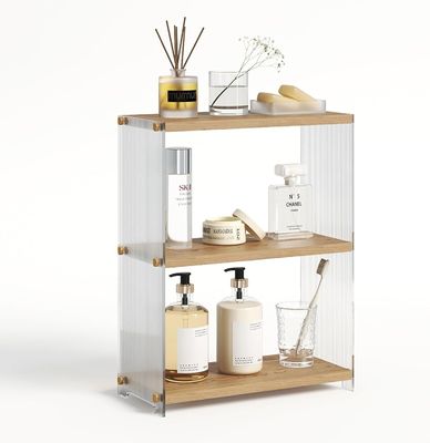 Metallo e Legno 3 Livelli Standing Vanity Shelf Confezionamento in bagno per camera da letto
