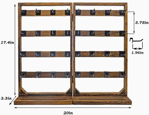 Home Tema Gioielli pieghevoli in legno Stand con 32 ganci rimovibili e vassoio anulare