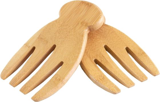 Set di 2 mani per l'insalata in legno di bambù Perfetto per lanciare e servire pasta per l'insalata e altro