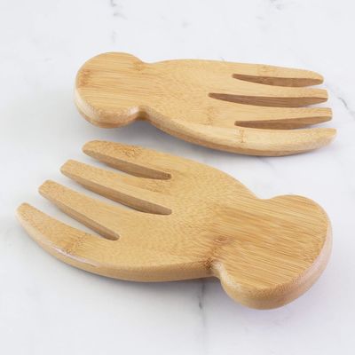 Set di 2 mani per l'insalata in legno di bambù Perfetto per lanciare e servire pasta per l'insalata e altro