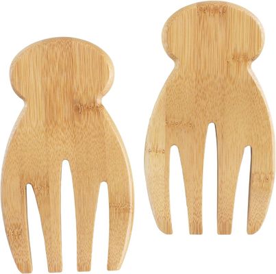 Set di 2 mani per l'insalata in legno di bambù Perfetto per lanciare e servire pasta per l'insalata e altro