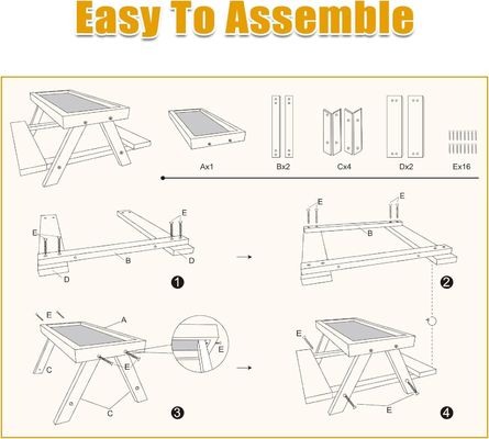 Tavolo di pollo artigianale Tavolo da picnic in legno per piatti da compagnia