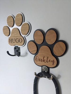 Incompiuto Birch Legno Dog Paw Stampa Porta piombo Personalizzazione di compresse di stoccaggio per i fan di cani