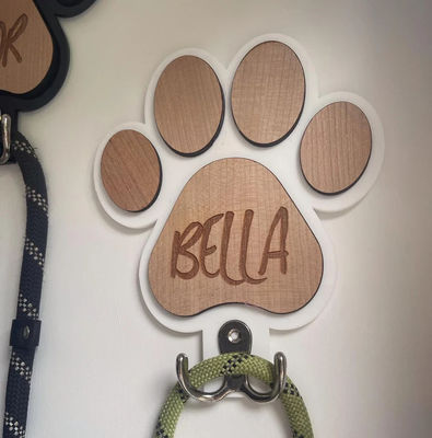 Incompiuto Birch Legno Dog Paw Stampa Porta piombo Personalizzazione di compresse di stoccaggio per i fan di cani