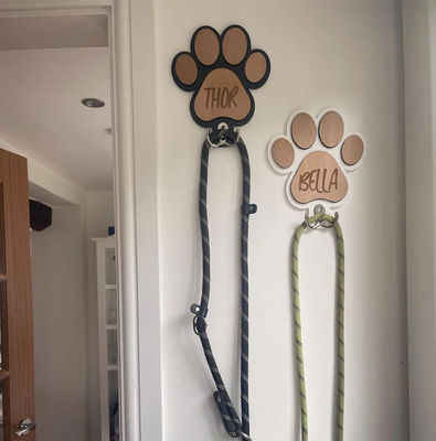 Incompiuto Birch Legno Dog Paw Stampa Porta piombo Personalizzazione di compresse di stoccaggio per i fan di cani