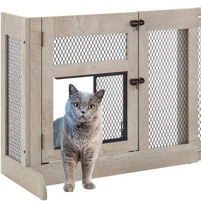 Porta per cani in legno in grande quantità con rete per porte per gatti e logo personalizzato