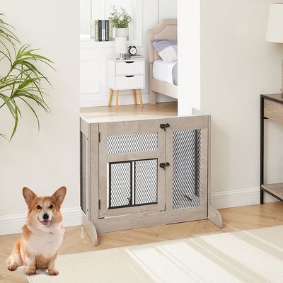 Porta per cani in legno in grande quantità con rete per porte per gatti e logo personalizzato