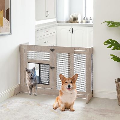 Porta per cani in legno in grande quantità con rete per porte per gatti e logo personalizzato