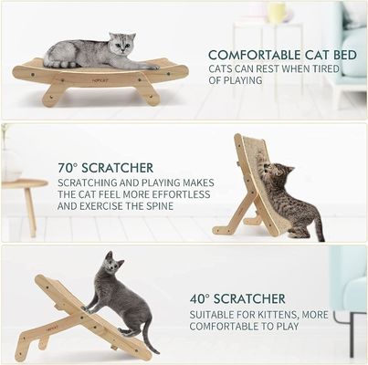Scratcher per gatti da 5 in 1 con telaio in legno massello e logo personalizzato