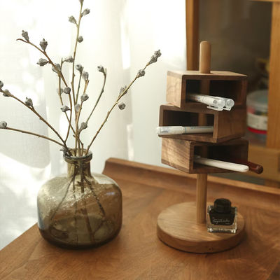 Organizzatore di scrivania ottagonale NBeech Legno Noce nera per e organizzazione di scrivania versatile