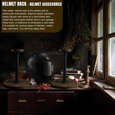 Supporto per il display del casco da tavolo con colore di legno di betulla e stile industriale non finiti