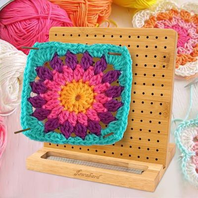 Matte di blocco a maglia artigianale Tavola di bambù con perni Mini scatola di legno