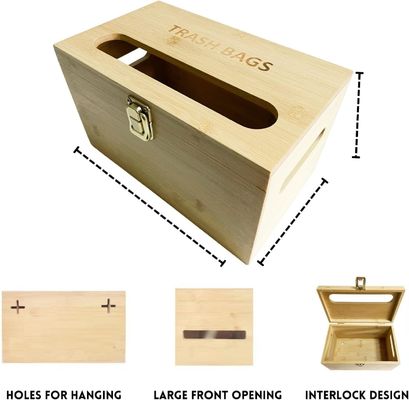 Classificazione Dispensatore di sacchetti di bambù a scaffale non pieghevole per sacchetti della spazzatura montato a muro