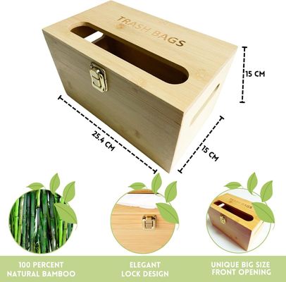 Classificazione Dispensatore di sacchetti di bambù a scaffale non pieghevole per sacchetti della spazzatura montato a muro