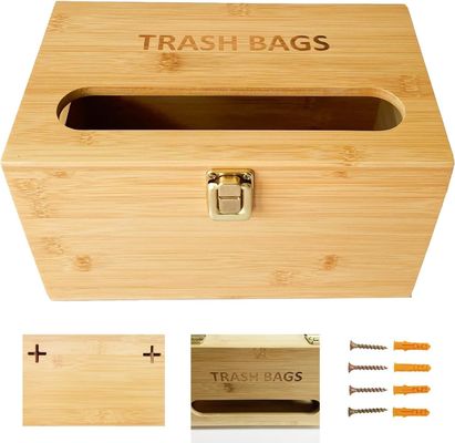 Classificazione Dispensatore di sacchetti di bambù a scaffale non pieghevole per sacchetti della spazzatura montato a muro