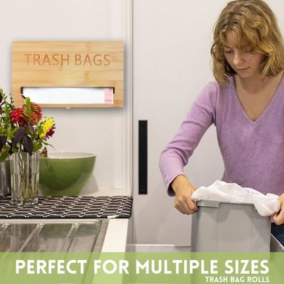 Classificazione Dispensatore di sacchetti di bambù a scaffale non pieghevole per sacchetti della spazzatura montato a muro